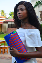 Load image into Gallery viewer, Large Blue Stunning Mix Colors Kente Clutch
